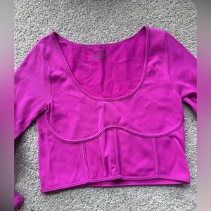 Garage Hot Pink Ribbed Scoop Neck cropped Tank